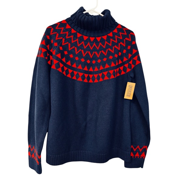 Duluth Trading Co Sweaters - NWT Duluth Trading Co Thick Fairisle Turtleneck Sweater Navy Red Women's Size L